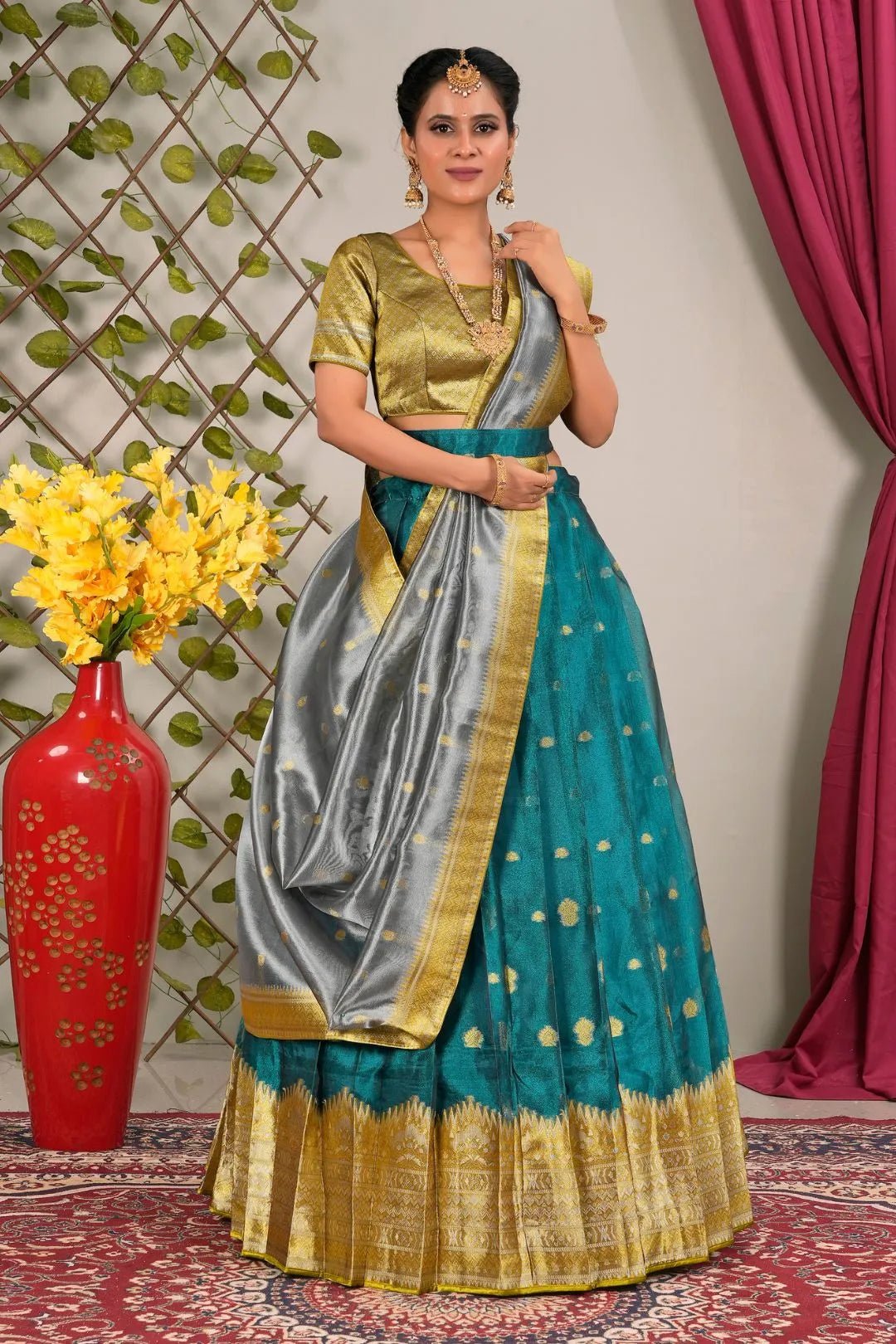 Rama Tissue Silk Traditional Lehenga Choli for Women - Gajiwala