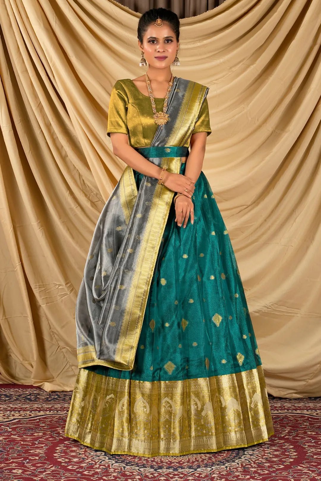 Rama Tissue Silk Traditional Lehenga Choli for Women - Gajiwala