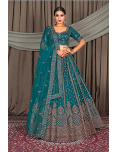 Rama traditional Net Lehenga Choli with Dupatta - Gajiwala