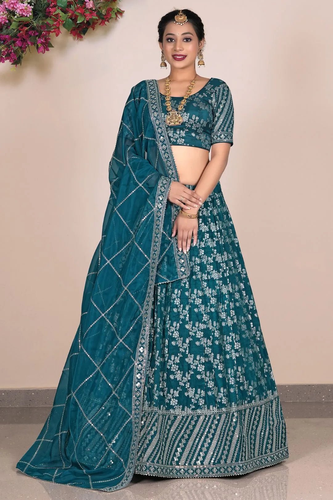 Rama Viscose Fabric Half Saree For Women - Gajiwala