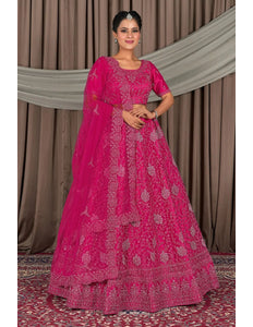 Rani Embroidered Bridesmaid Lehenga Choli In Net - Gajiwala