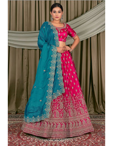 Rani Embroidered Bridesmaid Lehenga Choli In Net - Gajiwala
