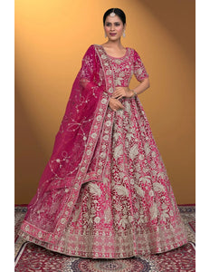 Rani Velvet Lehenga Choli With Net Dupatta For Women - Gajiwala