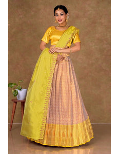 Rust Banarasi Silk Lehenga Choli With Zari Woven - Gajiwala