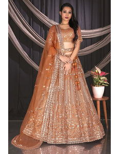 Rust Traditional Lehenga Choli For Weddings - Gajiwala