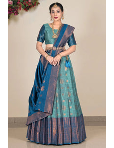 Sea Green Banarasi silk Lehenga Choli For Women - Gajiwala