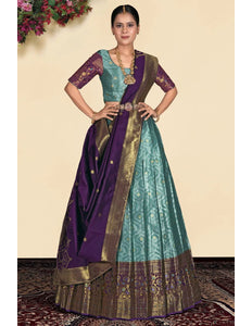 Sea Green Banarasi Silk Lehenga With Blouse Design - Gajiwala