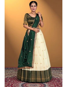 Tussar Banarasi Silk Half Saree With Zari Weaving - Gajiwala