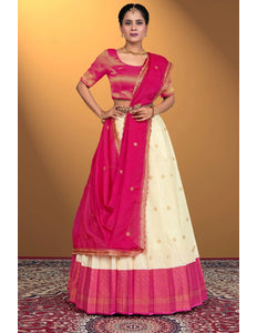 Tussar Banarasi Silk Half Saree With Zari Weaving - Gajiwala