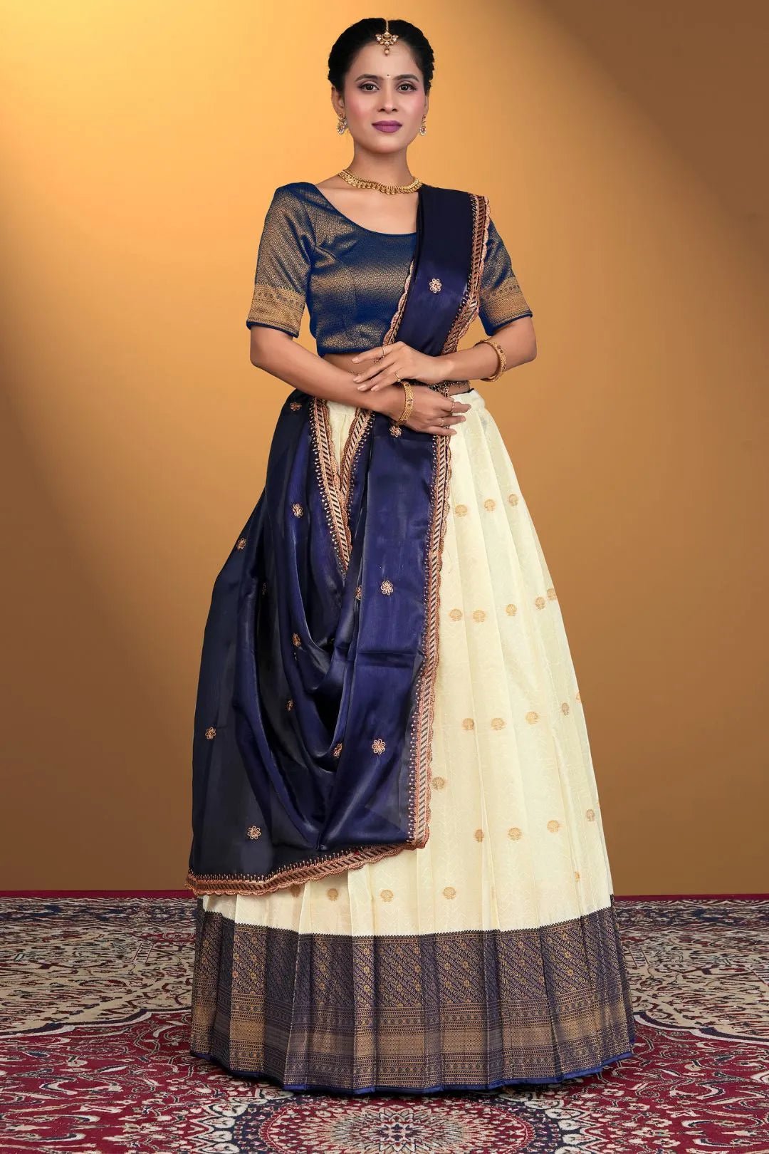 Tussar Banarasi Silk Half Saree With Zari Weaving - Gajiwala