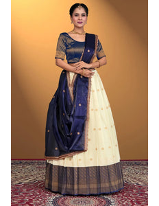 Tussar Banarasi Silk Half Saree With Zari Weaving - Gajiwala