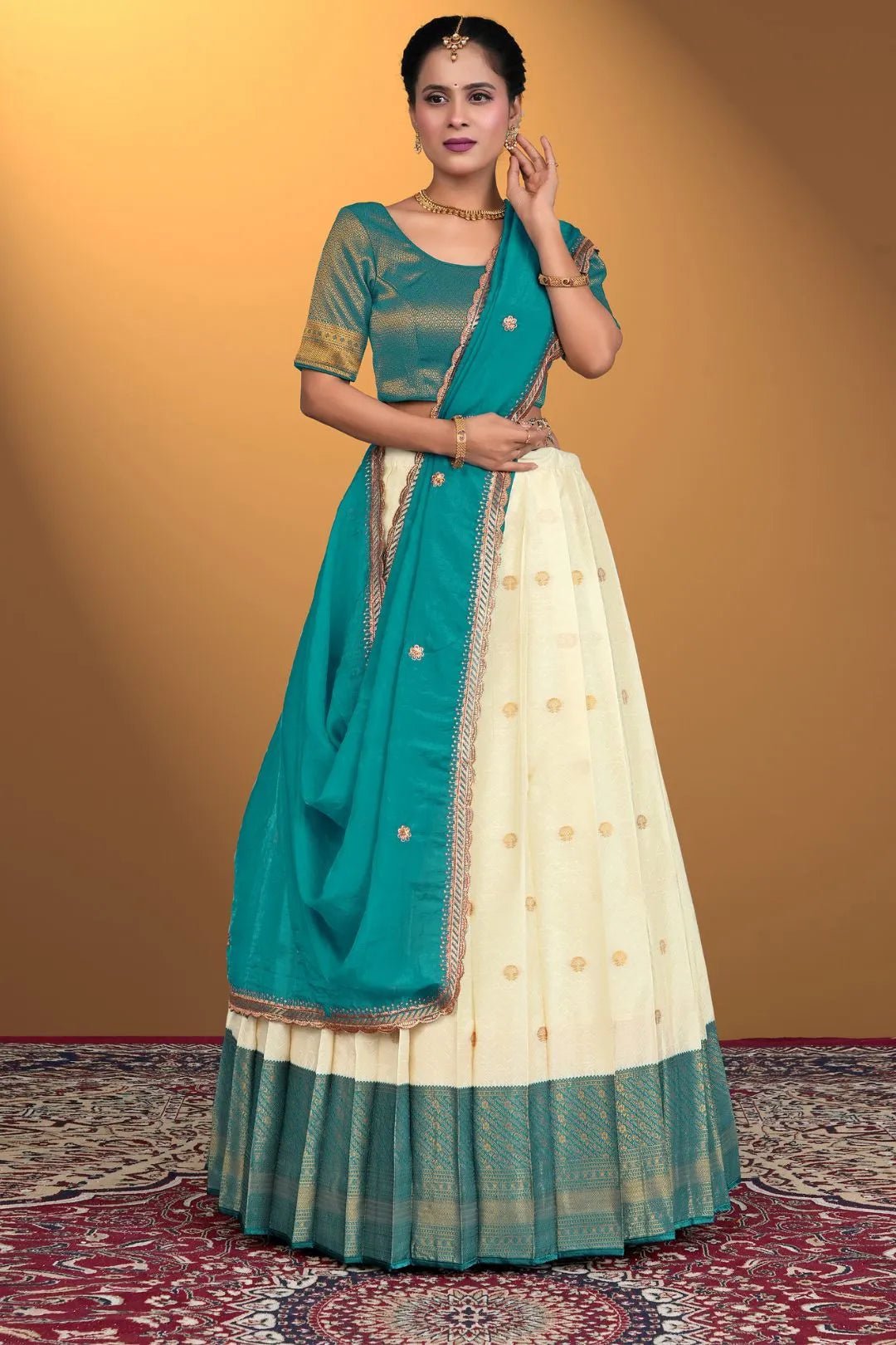 Tussar Banarasi Silk Half Saree With Zari Weaving - Gajiwala