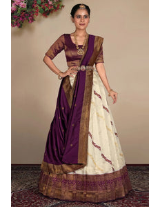 Tussar Banarasi Silk Zari Woven Lehenga For Women - Gajiwala