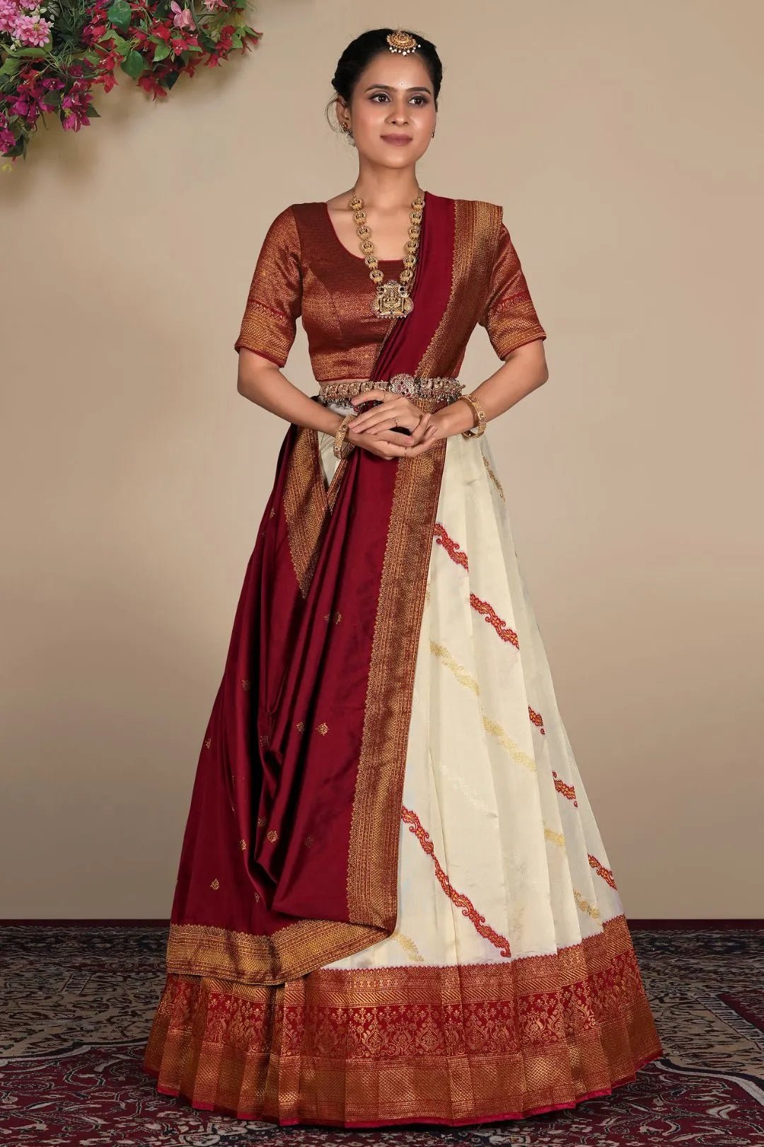 Tussar Banarasi Silk Zari Woven Lehenga For Women - Gajiwala