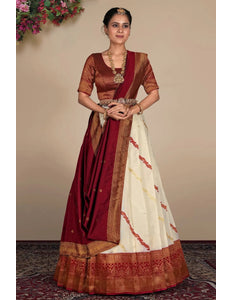 Tussar Banarasi Silk Zari Woven Lehenga For Women - Gajiwala