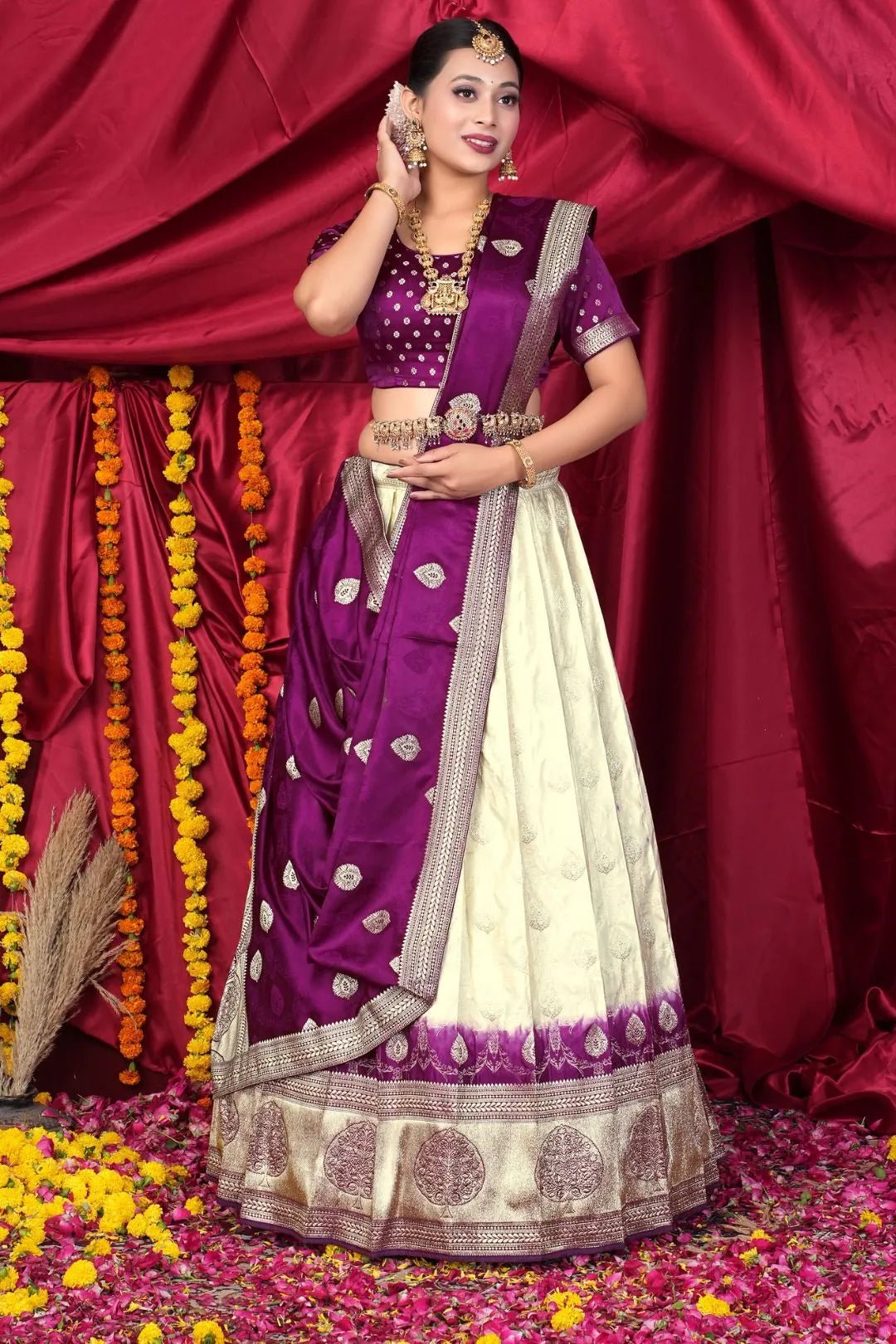 Tussar Viscose Silk Half Saree With Zari Work - Gajiwala