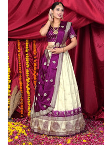 Tussar Viscose Silk Half Saree With Zari Work - Gajiwala