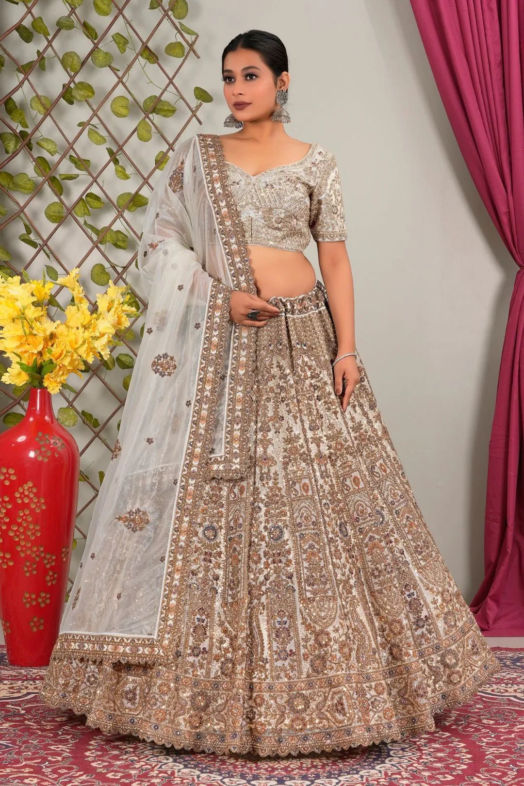 White Latest Embroidery Net Lehenga Choli For Women - Gajiwala