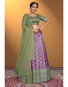Wine Banarasi Silk Latest Lehenga Choli With Zari Work - Gajiwala