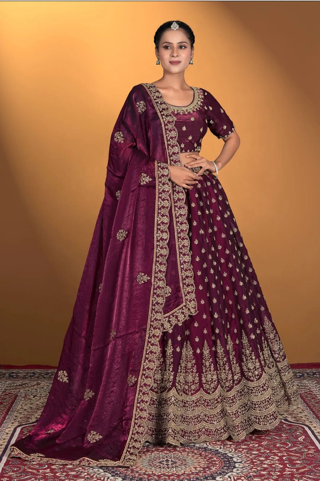 Wine Fendy Fabric Lehenga Choli For Women - Gajiwala