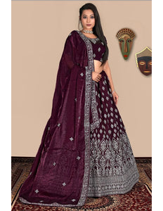 Wine Traditional Fendy Silk Lehenga Choli - Gajiwala