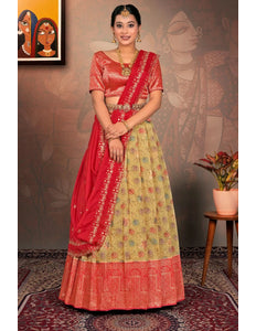 Yellow Digital Print Banglori Slub Lehenga Choli For Women - Gajiwala