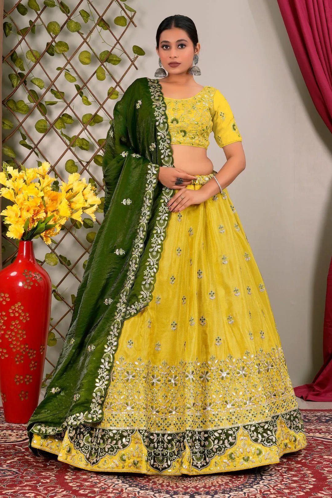 Yellow Party Wear Viscose Lehenga Choli For Girls - Gajiwala