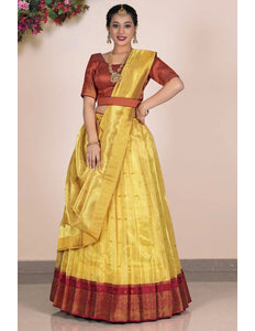 Yellow Tissue Silk Party Lehenga Choli For Women's - Gajiwala