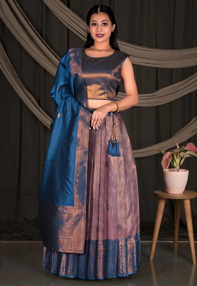 Banarasi Silk Lehenga Choli Set with Woven Traditional Dupatta