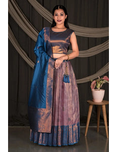 Banarasi Silk Lehenga Choli Set with Woven Traditional Dupatta