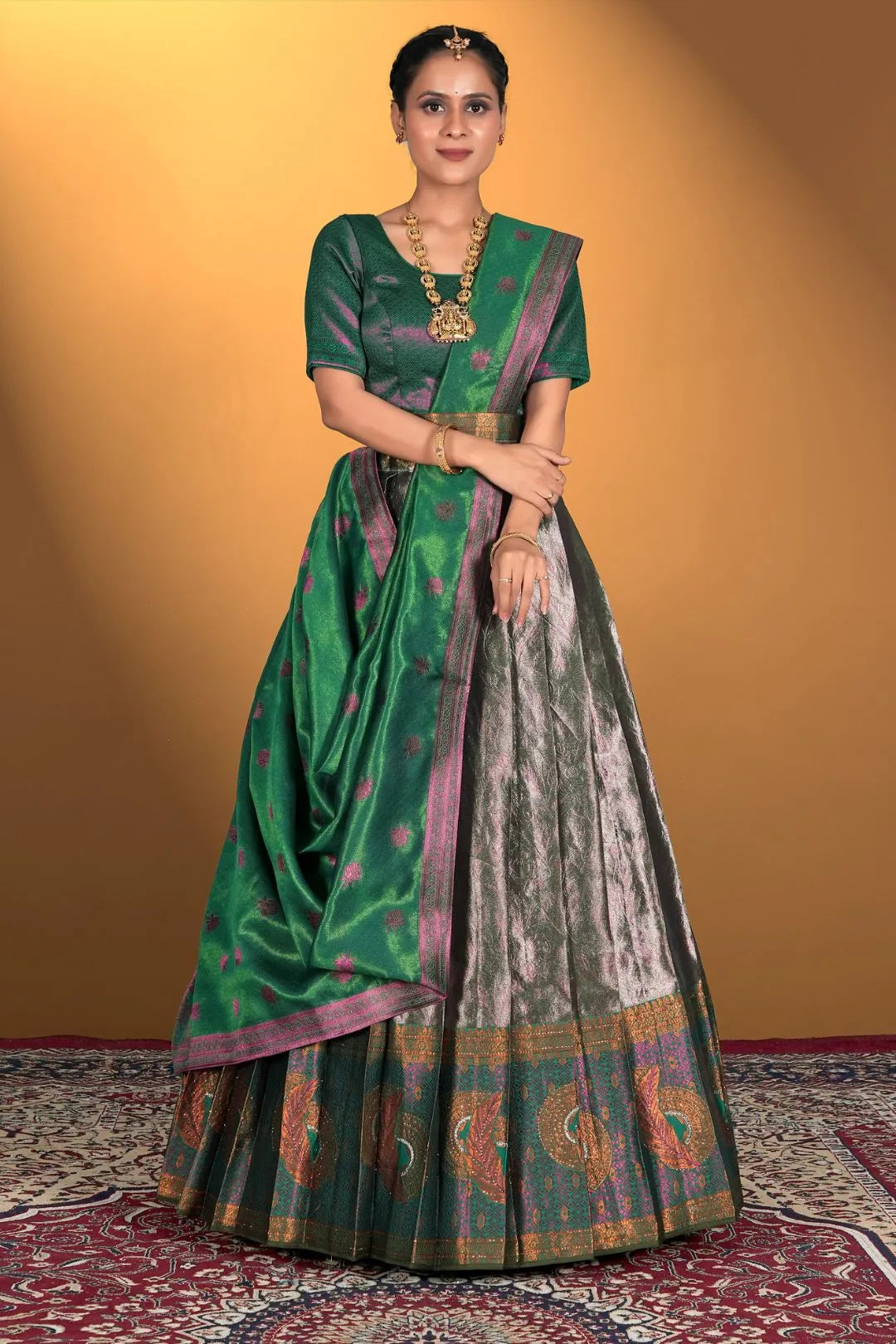 Beige Banarasi Lehenga Choli For Women's in Wedding