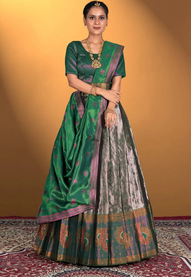 Beige Banarasi Lehenga Choli For Women's in Wedding