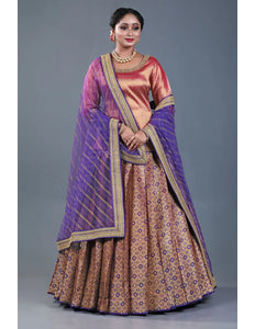 Navy Blue Banarasi Silk Lehenga Choli For Women With Net Dupatta