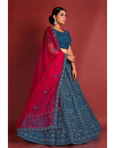 Blue Designer Net Lehenga Choli For Women in Party Wear