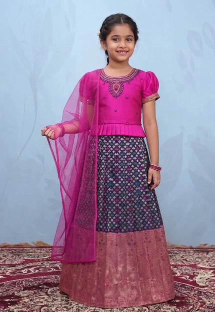Blue Exquisite Peplum Style Chaniya Choli For Young Princess