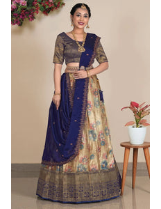 Chiku Banarasi Jacquard Digital Lehenga Choli For Women