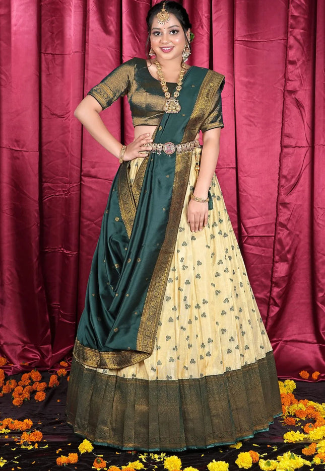 Chiku Banarasi Zari Silk Party Lehenga Choli For Women