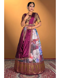 Chiku Banglori Slub Digital Printed Lehenga Choli With Dupatta