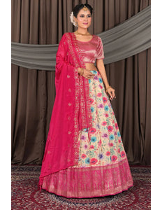 Chiku Banglori Slub Semi-Stitched Lehenga For Women