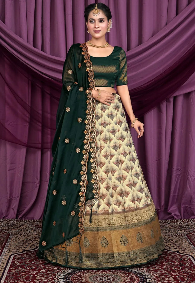 Chiku Banglori Slub With Digital Lehenga Choli For Women