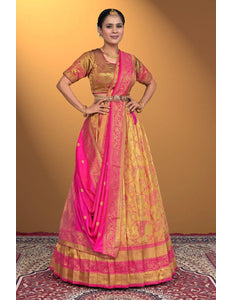 Chiku Designer Banarasi Silk Lehenga Choli For Girls