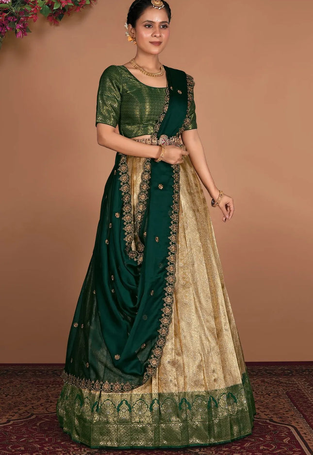 Chiku Designer Self Jacquard Lehenga Choli For Womens