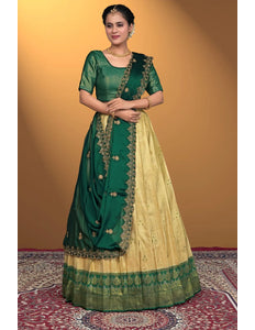 Chiku Designer Self Jacquard Lehenga Choli With Rangoli Dupatta