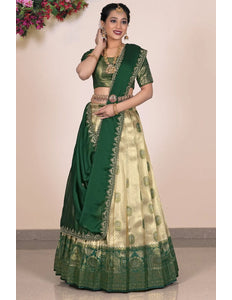 Chiku Designer Self Jacquard Lehenga Choli With Rangoli Dupatta