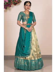 Chiku Designer Self Jacquard Lehenga Choli With Rangoli Dupatta