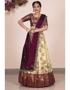 Chiku Designer Self Jacquard Lehenga Choli With Rangoli Dupatta