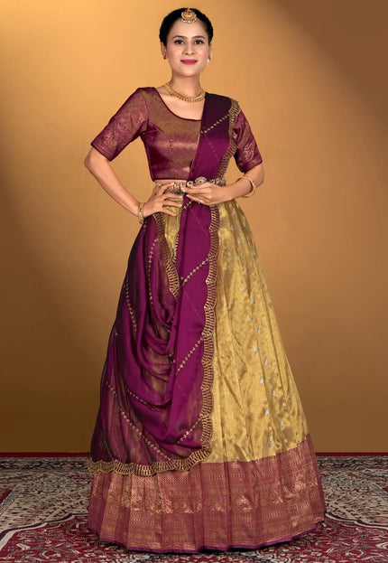 Chiku Latest Zari Self Jacquard Lehenga Choli Set
