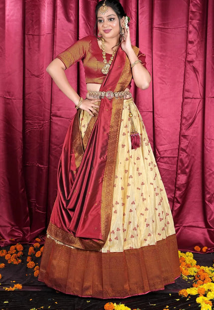 Chiku Banarasi Zari Silk Party Lehenga Choli For Women