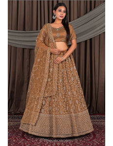 Chiku Party-Wear Embroidered Net Lehenga Choli For Wedding