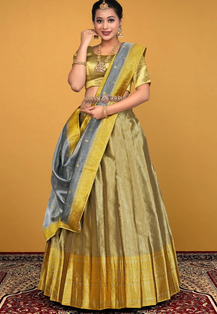 Chiku Pure Zari Tissue Silk Lehenga Choli With Dupatta